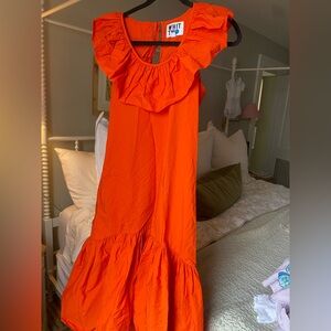 Whit Two orange ruffle dress